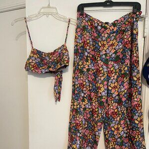 Secret Garden Floral Set, Bandeau Tie Top, Size L, Mixed by Nasrin
